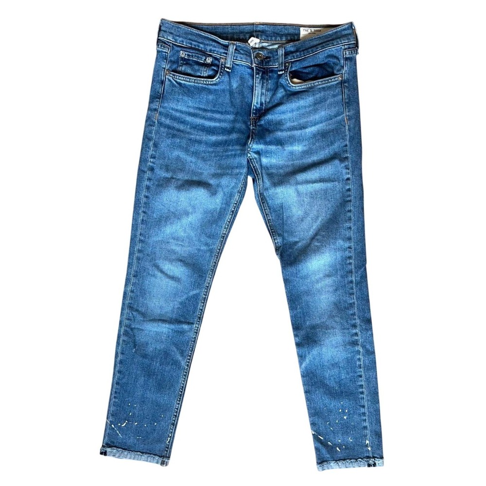 Rag & Bone Dre Capri Jeans 27 Bulwarks Paint Splatter Mid Rise Slim Boyfriend‎